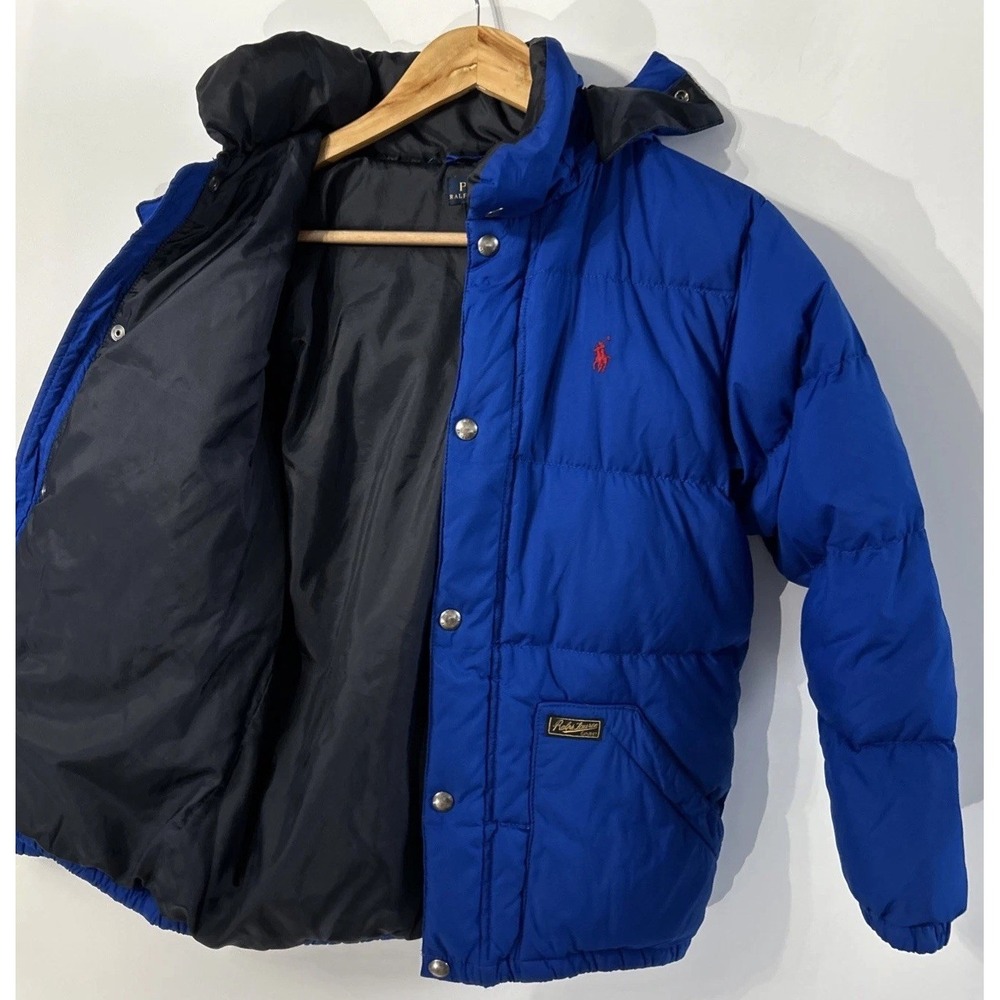 Boys Polo RALPH LAUREN Hooded Down Puffer Coat Quilted Sz 10-12 Med Clean